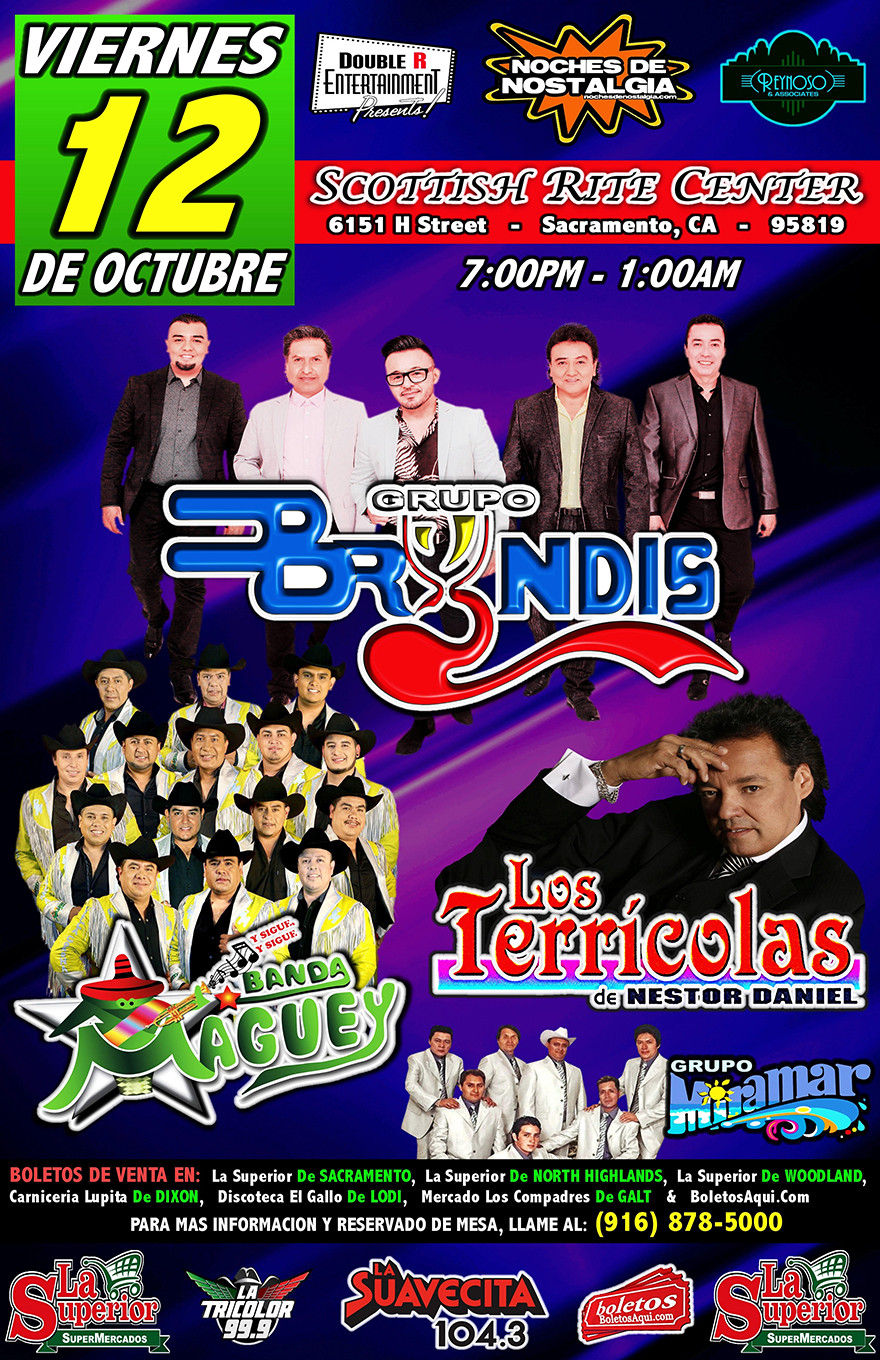 Grupo Bryndis, Los Terricolas, Banda Maguey y Grupo Miramar – Scotthis Rite Center, Sacramento, CA