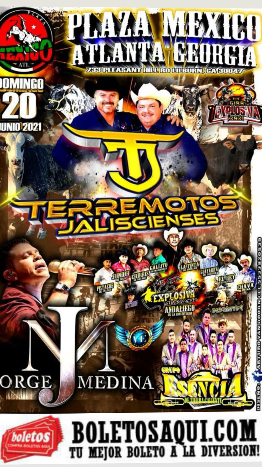 Gira Explosiva con Terremotos Jaliscienses, Jorge Medina, Grupo Esencia y Explosiva Jalisciense. – Plaza Mexico – Atlanta, Georgia
