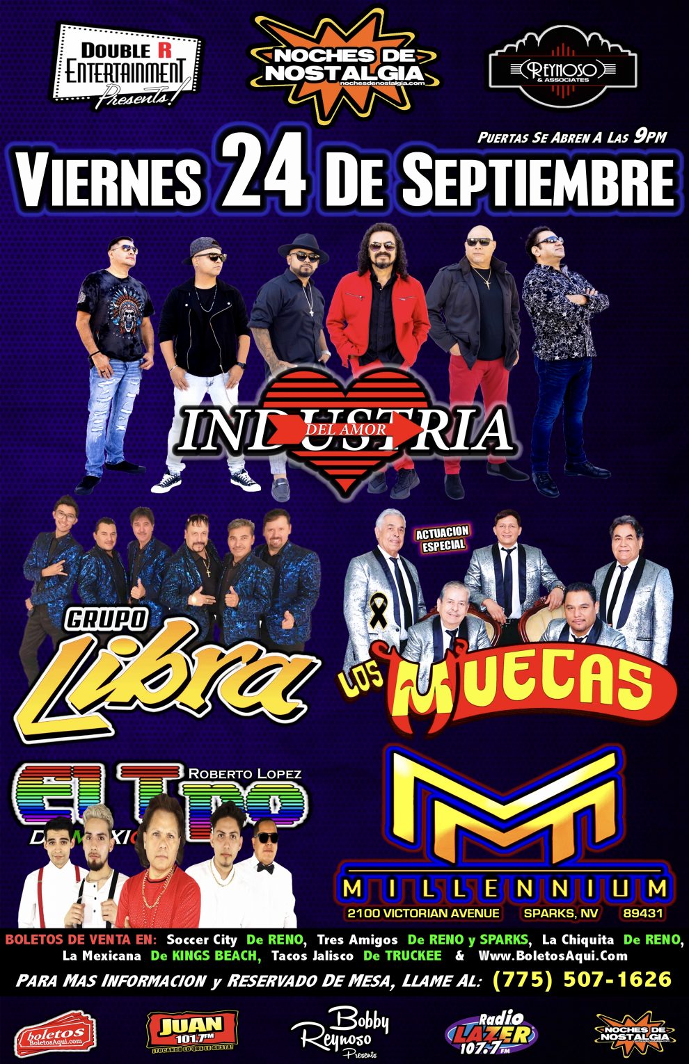 Industria del Amor, Grupo Libra, Los Muecas y El TPO de Mexico – Millennium – Sparks, NV