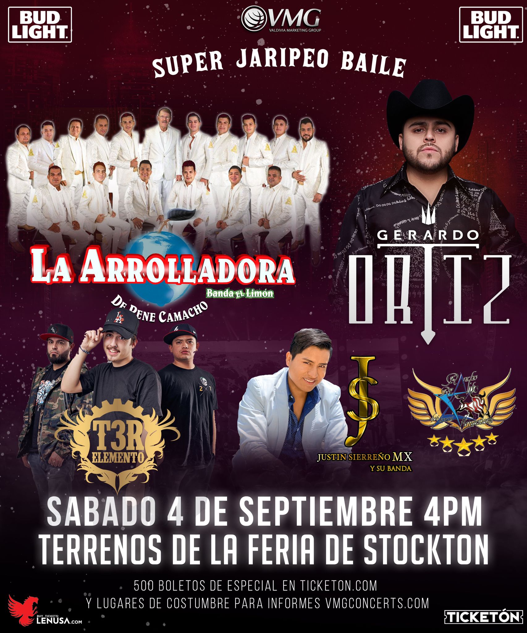 Super Jaripeo Baile con La Arrolladora Banda El Limon, Gerardo Ortiz, T3R Elemento y Justin Sierreño MX – Terrenos de la Feria de Stockton – Stockton, CA