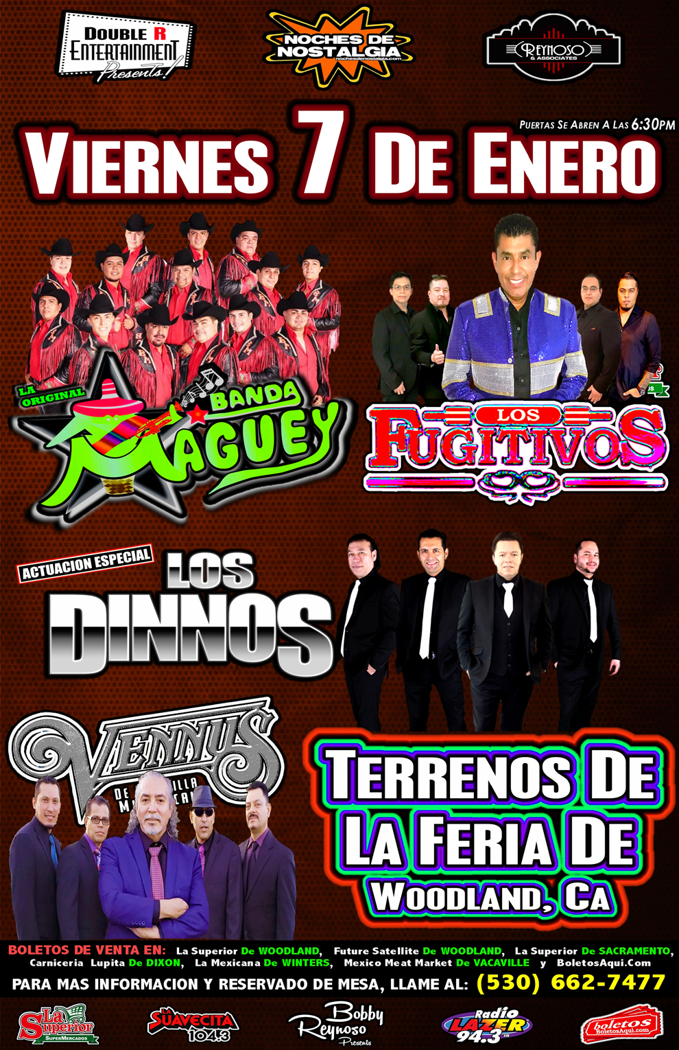 Banda Maguey, Los Fujitivos, Grupo Vennus y la actuacion especial de Los Dinnos. – Terrenos de la Feria de Woodland, CA
