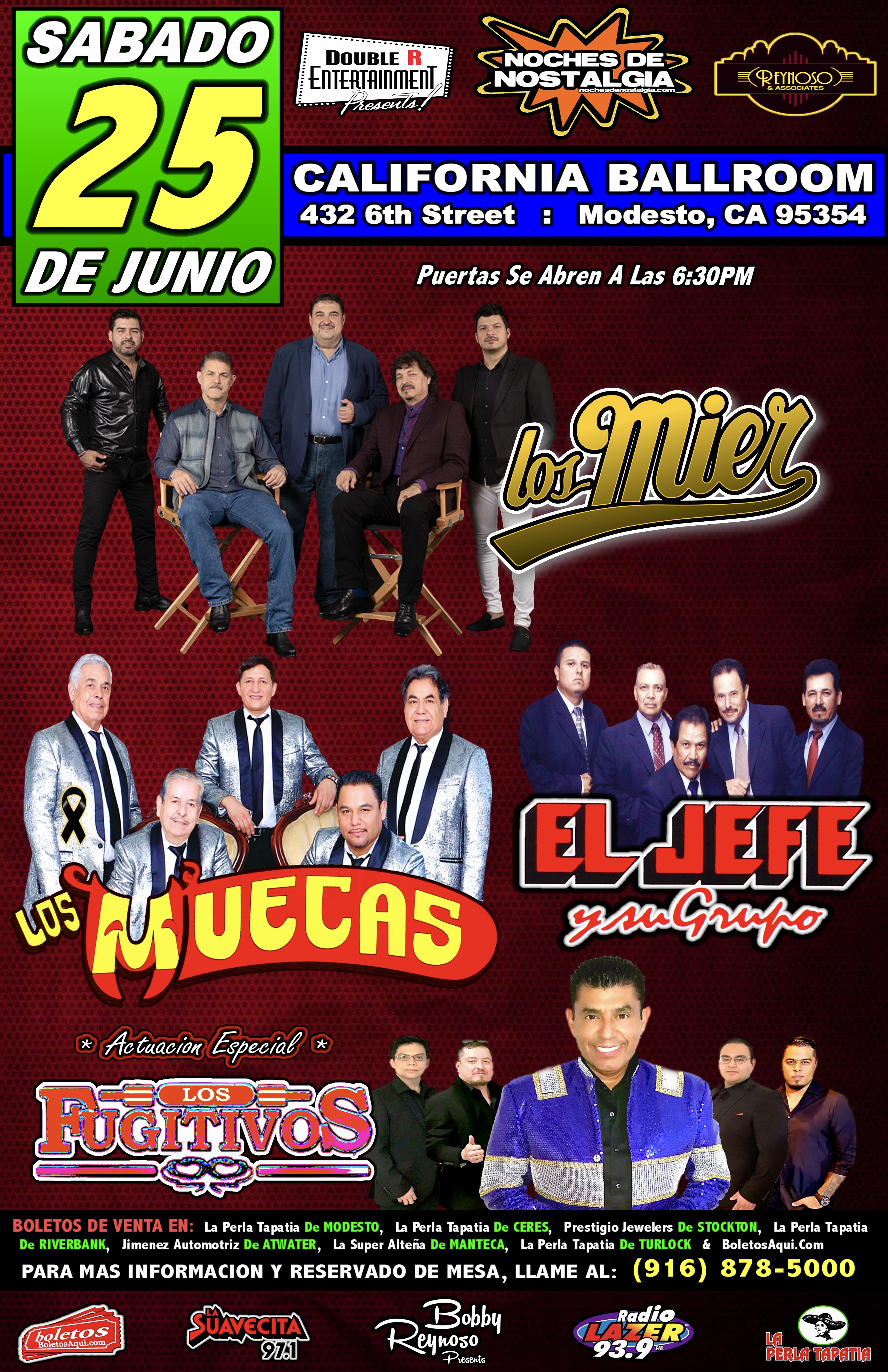 Los Mier, Los Muecas, El Jefe y su grupo y La Actuacion Especial de Los Fujitivos. – California Ballroom – Modesto, CA