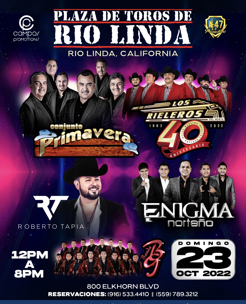 Conjunto Primavera, Roberto Tapia, Los Rieleros del Norte y Enigma Norteno – Plaza de Toros Rio Linda – Rio Linda, CA