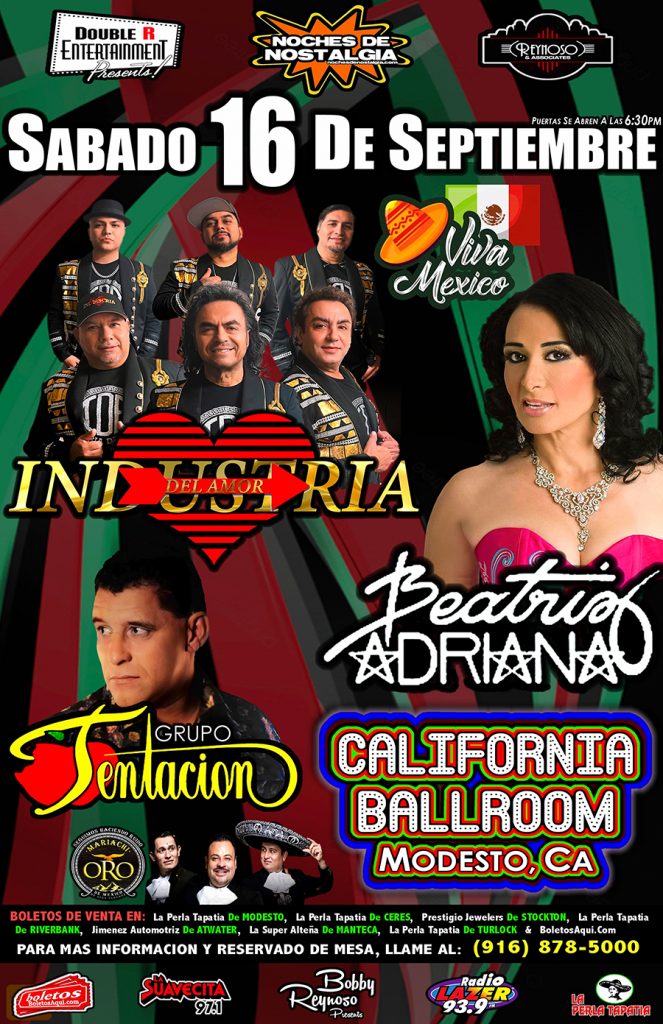 La Industria del Amor, Breatriz Adriana, Grupo Tentacion y Mariachi de Oro - California Ballroom - Modesto, CA