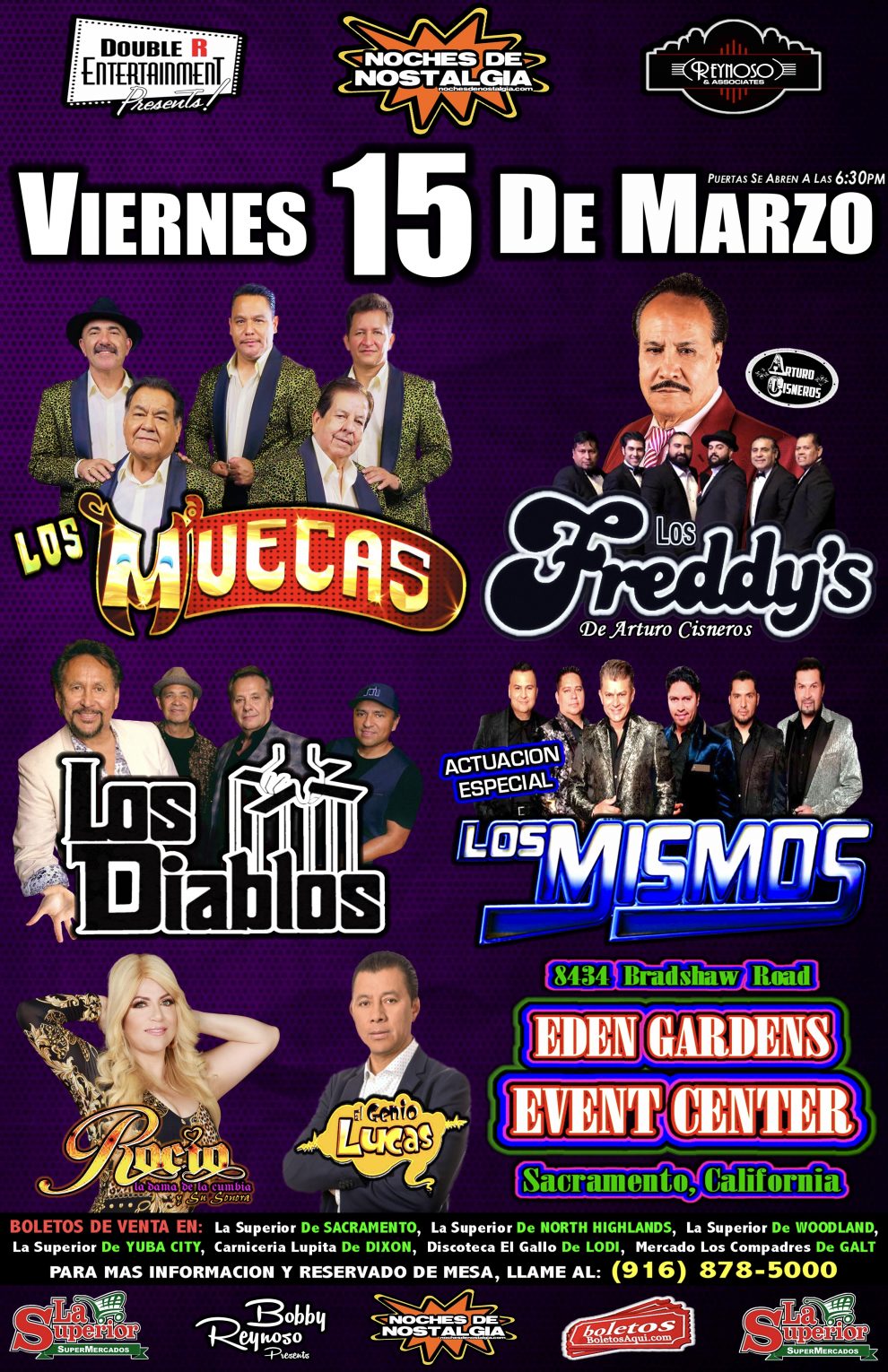Los Muecas, Los Freddy's, Los Mismos, Los Diablos y Rocio y su Sonora - Eden Gardens Event Center - Sacramento, CA