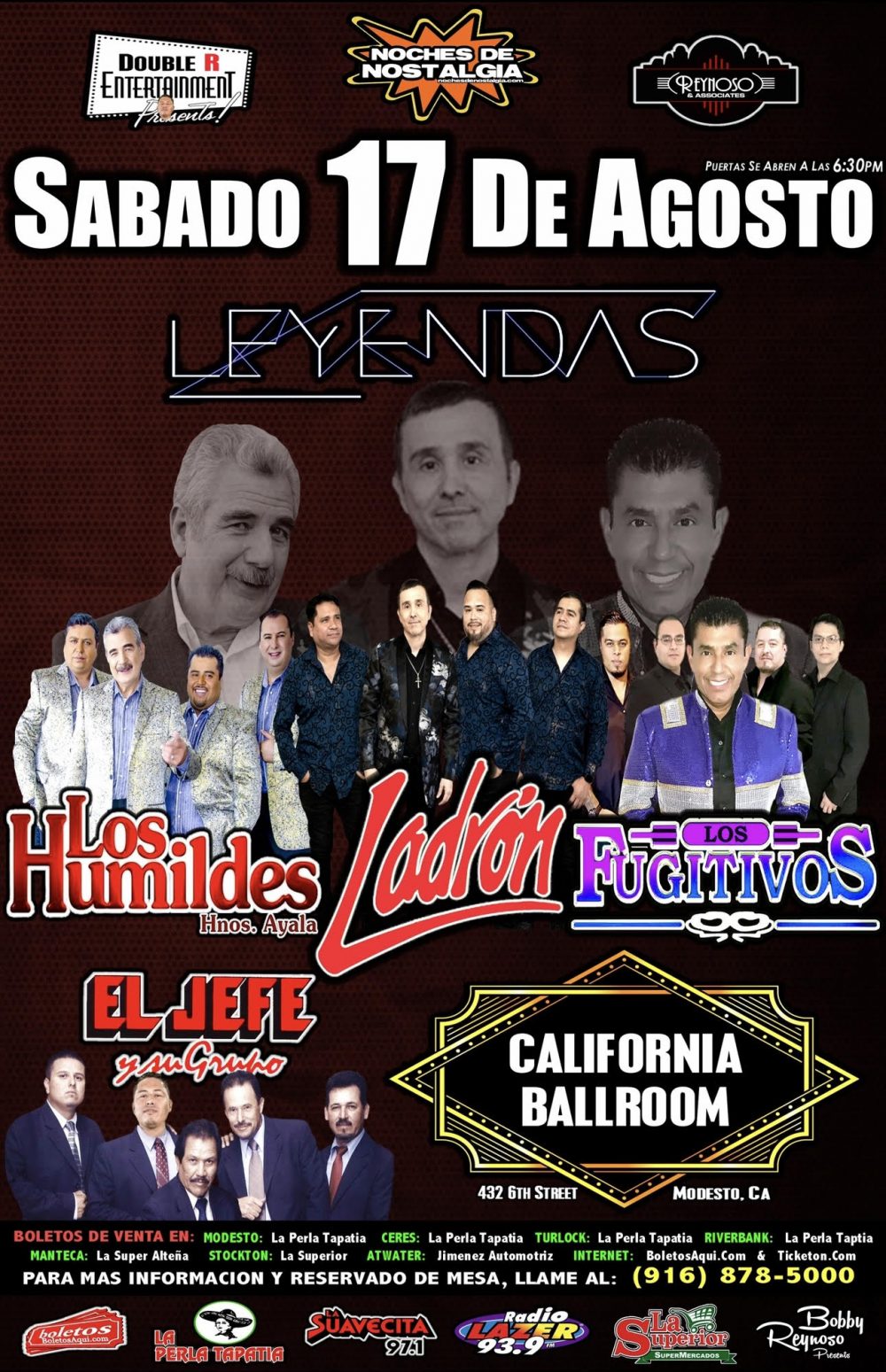 Leyendas - Los Humildes, Ladron, Los Fujitivos y El Jefe y su Grupo - California Ballroom - Modesto, CA
